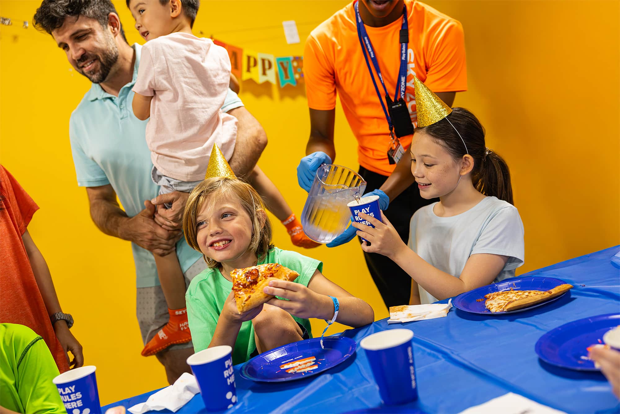 Trampoline park party room at Sky Zone