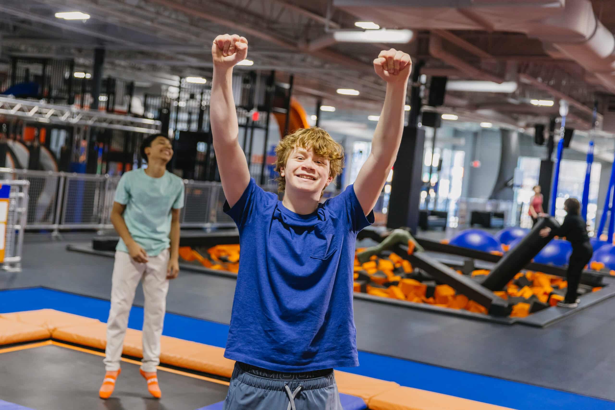 A boy enjoying spring break at Sky Zone