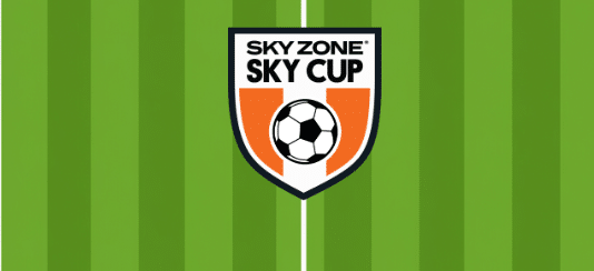 Image of Sky Cup official logo with soccer ball